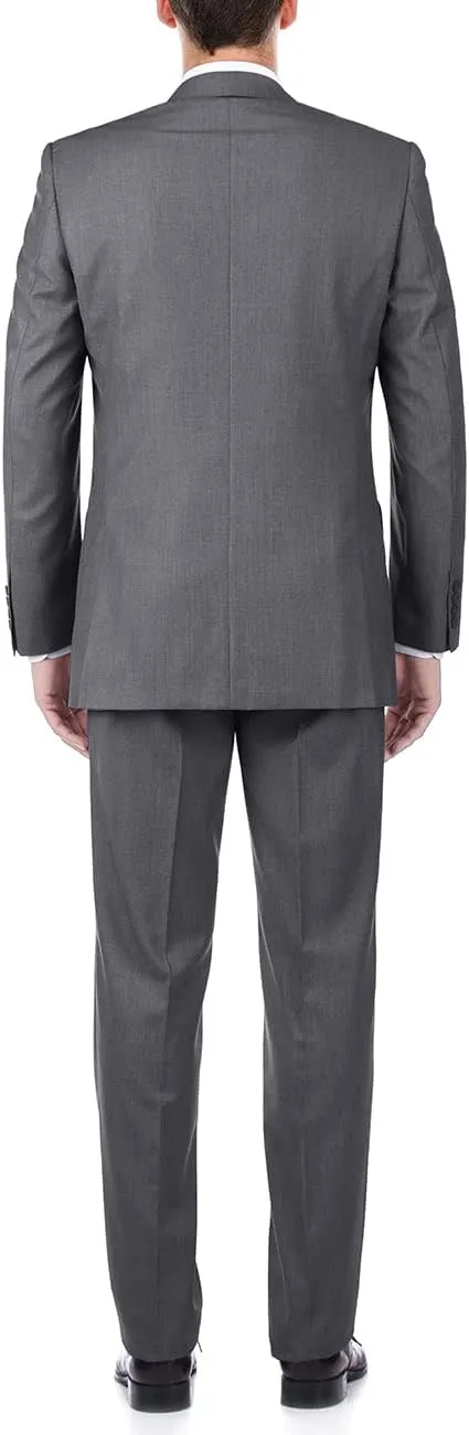 100% Wool Fashion Business Suit Classic Regular Fit Solid Color