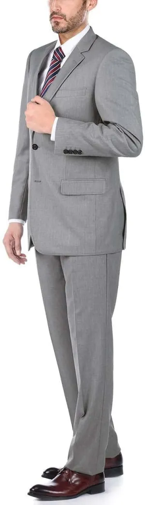 100% Wool Fashion Business Suit Classic Regular Fit Solid Color