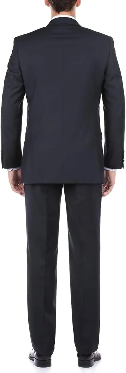 100% Wool Fashion Business Suit Classic Regular Fit Solid Color