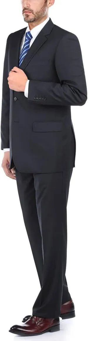 100% Wool Fashion Business Suit Classic Regular Fit Solid Color