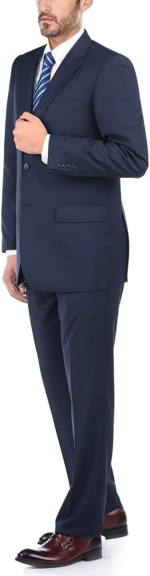 100% Wool Fashion Business Suit Classic Regular Fit Solid Color