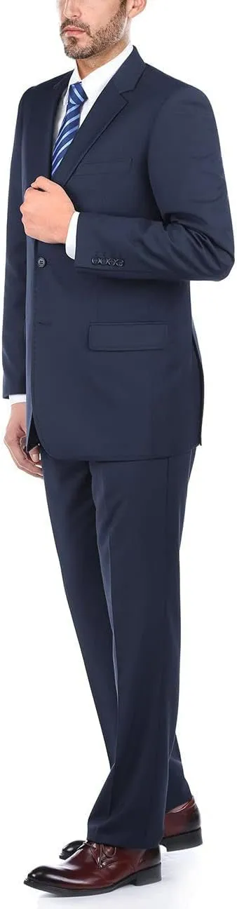 100% Wool Fashion Business Suit Classic Regular Fit Solid Color