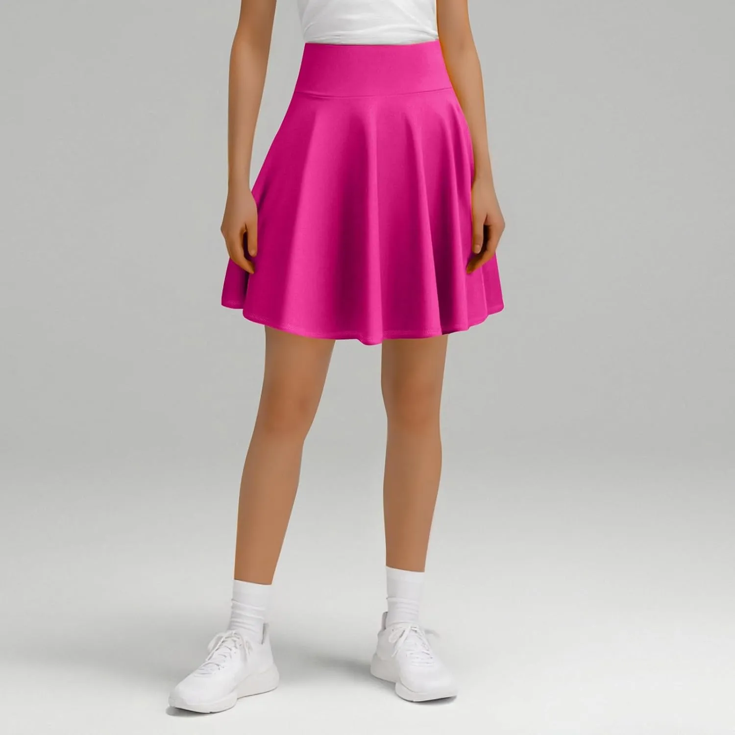 A Line Midi Skirt for Women Versatile 45CM Pleated Half Skirt Fashionable Flared Dress Skirt Non See ThroughDesign