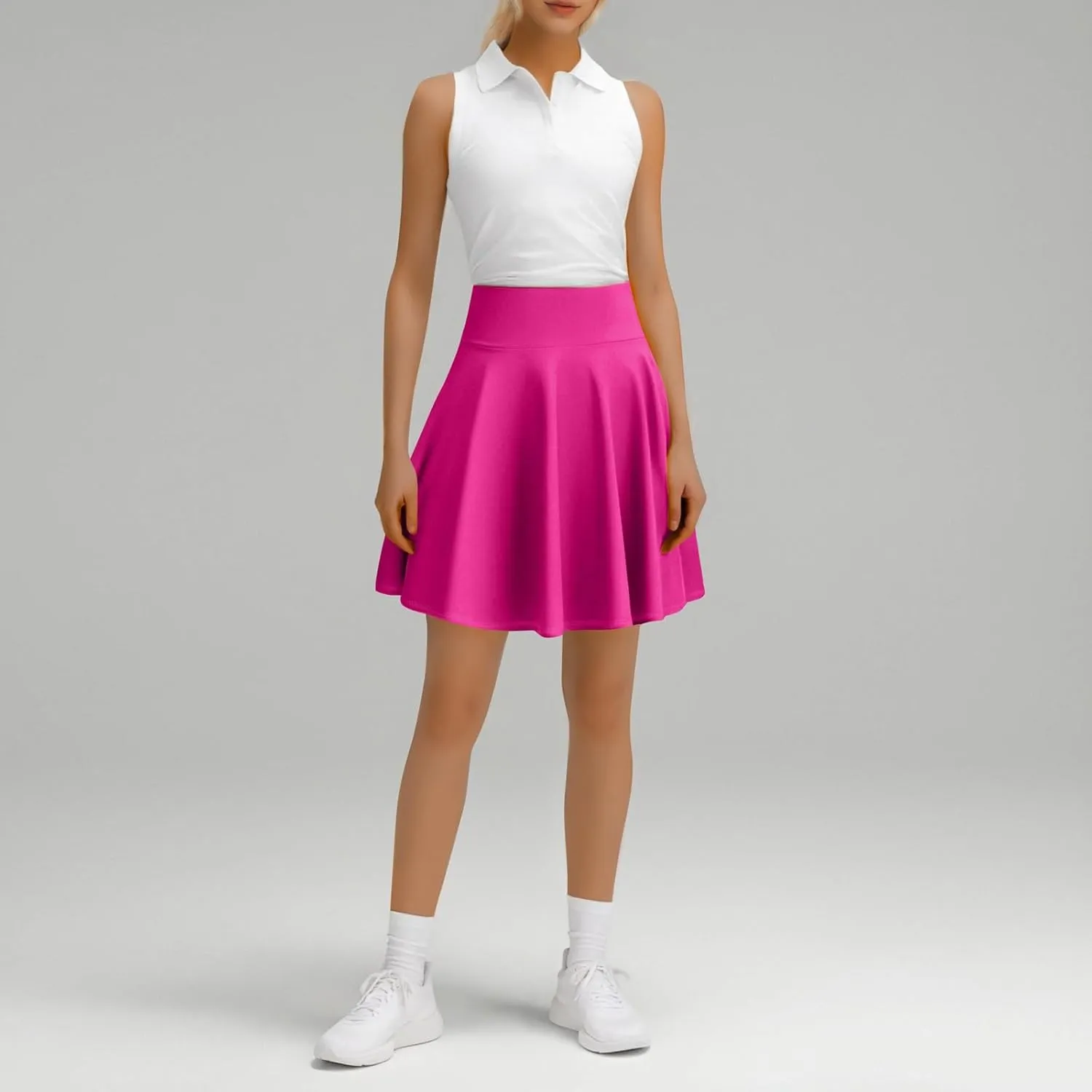 A Line Midi Skirt for Women Versatile 45CM Pleated Half Skirt Fashionable Flared Dress Skirt Non See ThroughDesign
