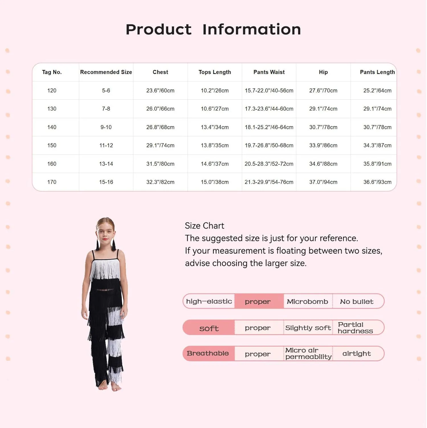 ACSUSS Kids Girls Tassel Cami Top Fringe Pants Ear Clips Set Professional Latin Dance Outfit Salsa Tango Dancewear