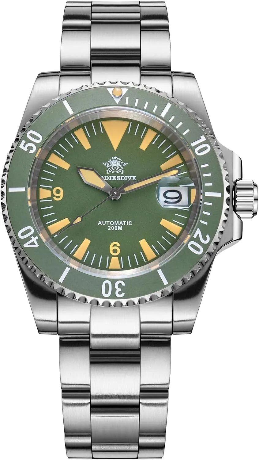 ADDIESDIVE Automatic Dive Watch for Men Steel Band Waterproof Diver 200 M Japan NH35A Movement