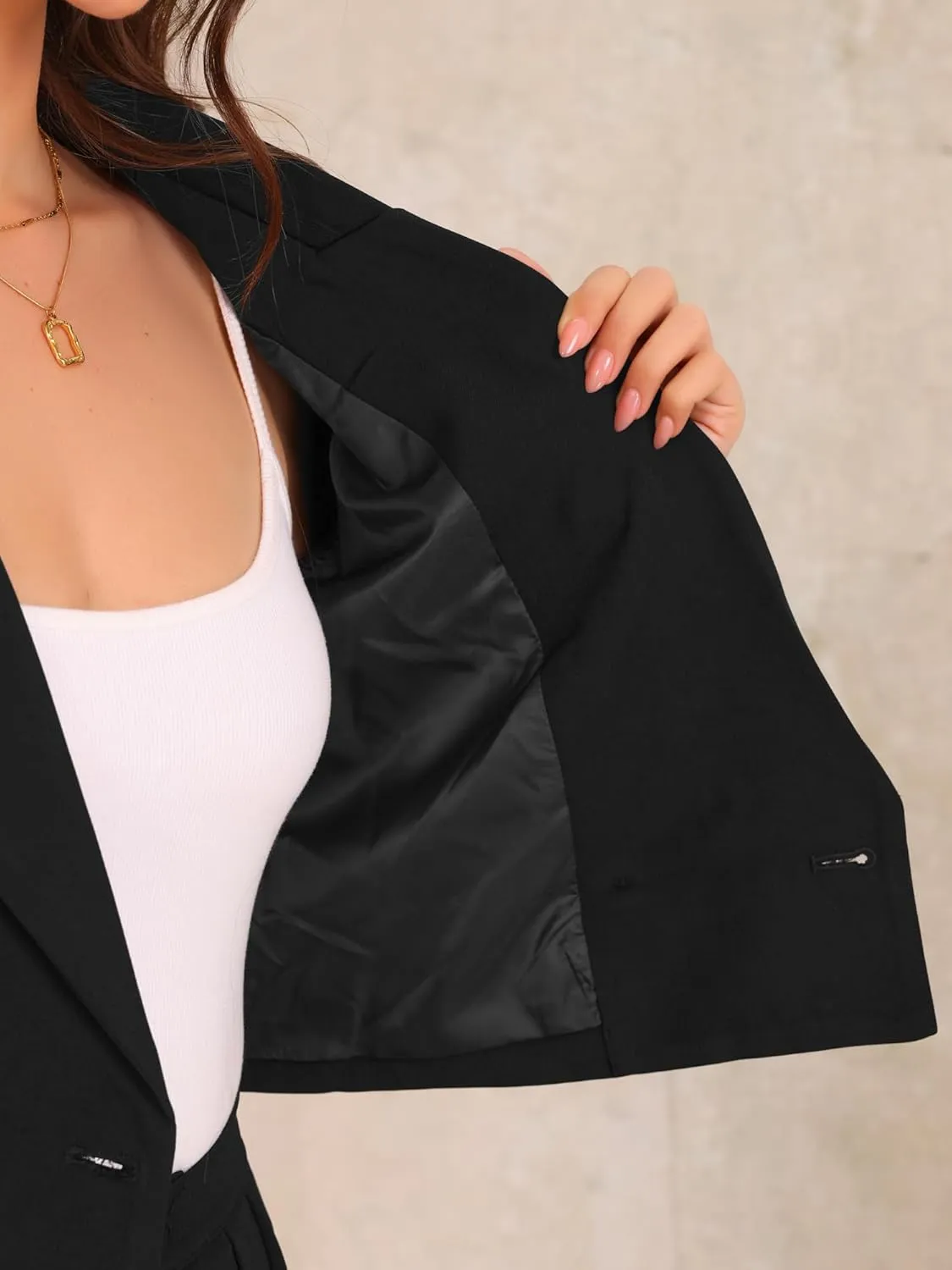 Allegra K Women's 2 Piece Set Business Casual Outfit Notched Lapel Crop Jacket Wide Leg Pant Work Suits