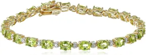 Amazon Essentials 18k Yellow Gold Plated Sterling Silver Genuine Gemstones and Diamond Accent Tennis Bracelet (previously Amazon Collection)
