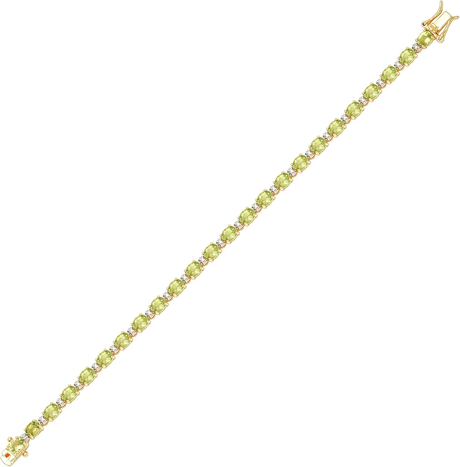 Amazon Essentials 18k Yellow Gold Plated Sterling Silver Genuine Gemstones and Diamond Accent Tennis Bracelet (previously Amazon Collection)