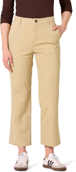 Amazon Essentials Women's High-Rise Regular-Fit Ankle-Length Wide-Leg Khaki Pant