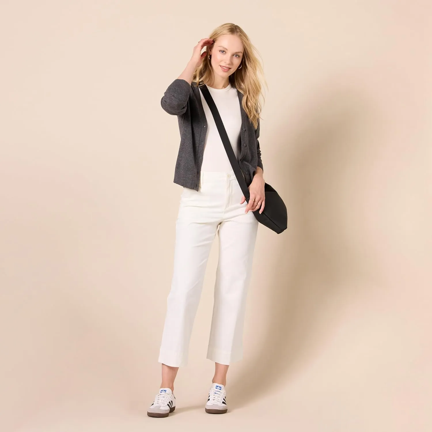 Amazon Essentials Women's High-Rise Regular-Fit Ankle-Length Wide-Leg Khaki Pant