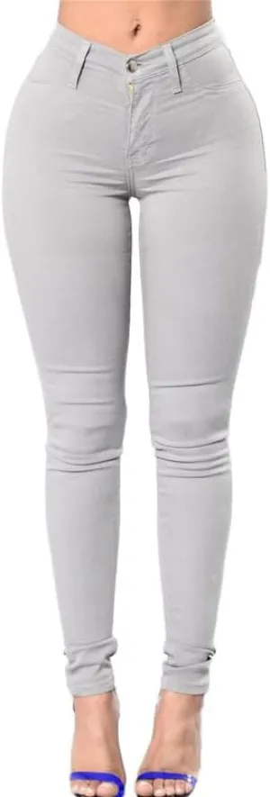 Andongnywell Womens Mid Waist Stretchy Denim Skinnys High Rise Skinny Jeans Butt Lifting Stretch Denim Pants Slim Trouser
