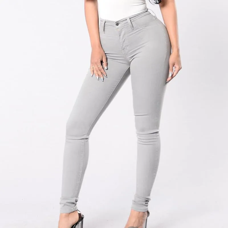Andongnywell Womens Mid Waist Stretchy Denim Skinnys High Rise Skinny Jeans Butt Lifting Stretch Denim Pants Slim Trouser
