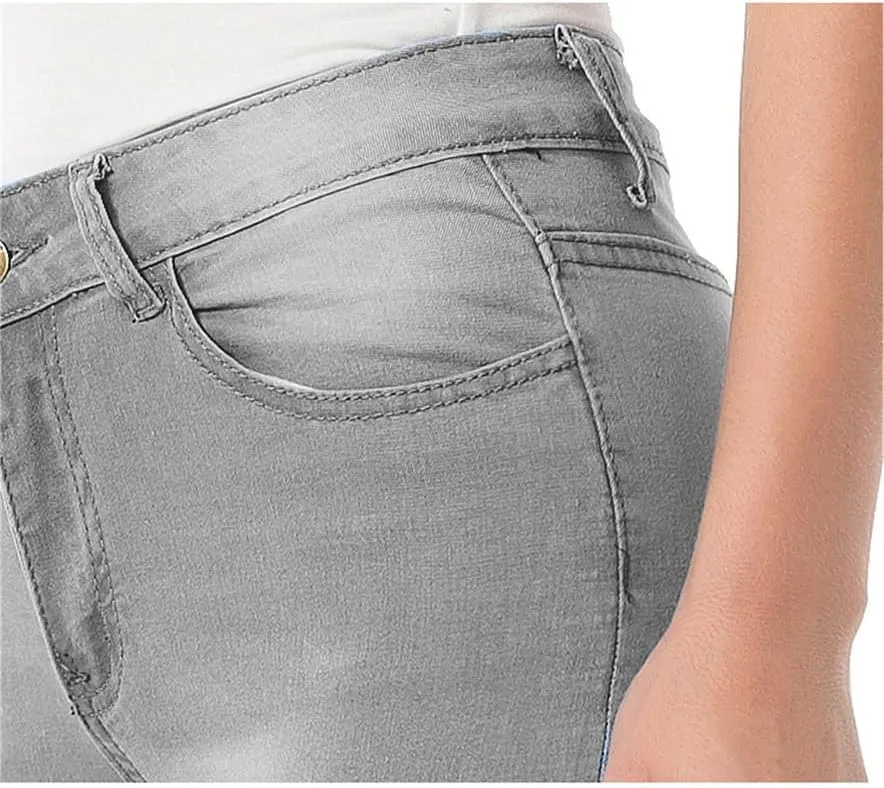Andongnywell Womens Mid Waist Stretchy Denim Skinnys High Rise Skinny Jeans Butt Lifting Stretch Denim Pants Slim Trouser