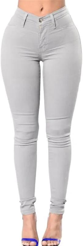 Andongnywell Womens Mid Waist Stretchy Denim Skinnys High Rise Skinny Jeans Butt Lifting Stretch Denim Pants Slim Trouser