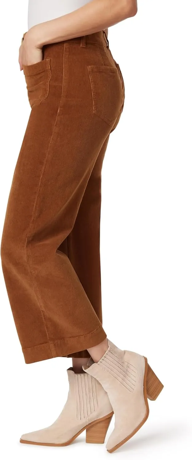 Angels Forever Young Women's Everflex Classic Patch Pocket High-Rise Wide Leg Stretch Corduroy Pants