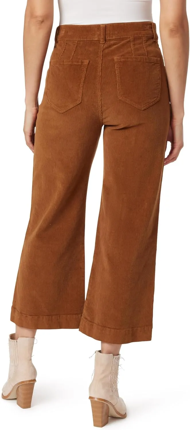 Angels Forever Young Women's Everflex Classic Patch Pocket High-Rise Wide Leg Stretch Corduroy Pants