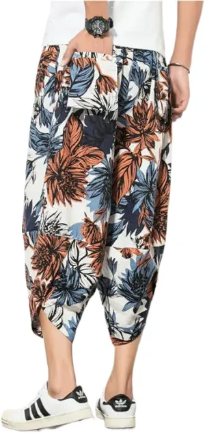Baggy Cotton Harem Pants Men Summer Print Japanese Solid Women Hop Size Wide Leg Pantalon