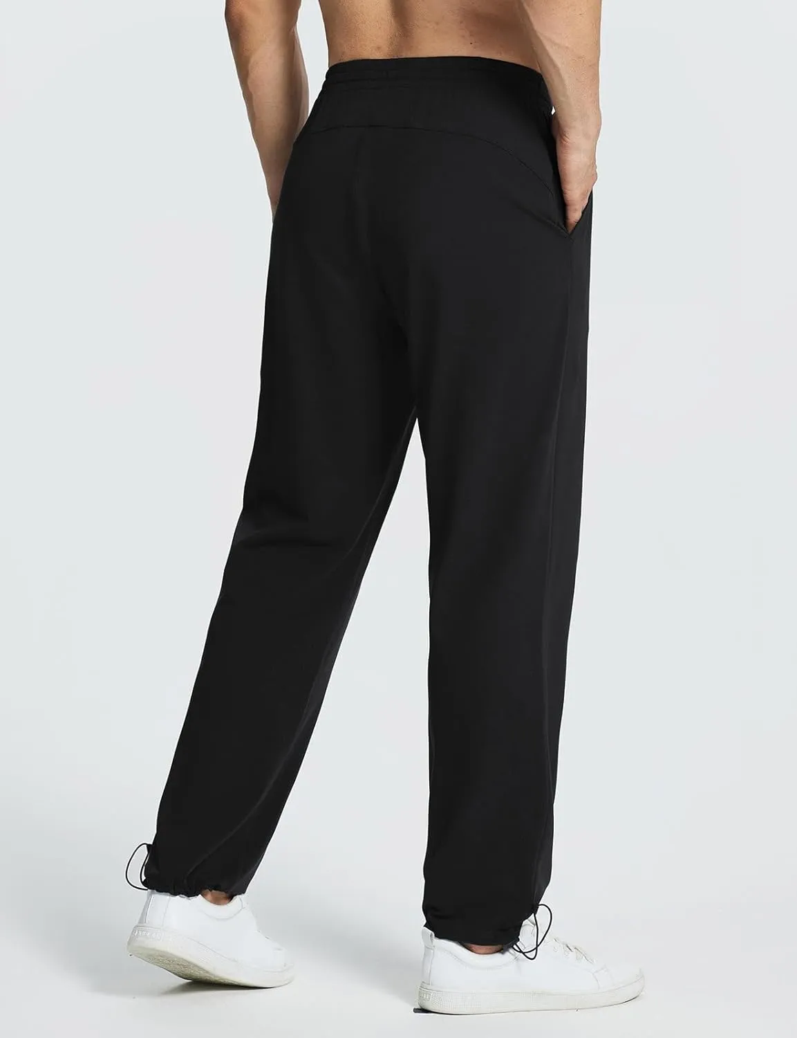 baleaf Men's Sweatpants Casual Lounge Cotton Pajama Yoga Pants Open Bottom Straight Leg Male Sweat Pants with Pockets