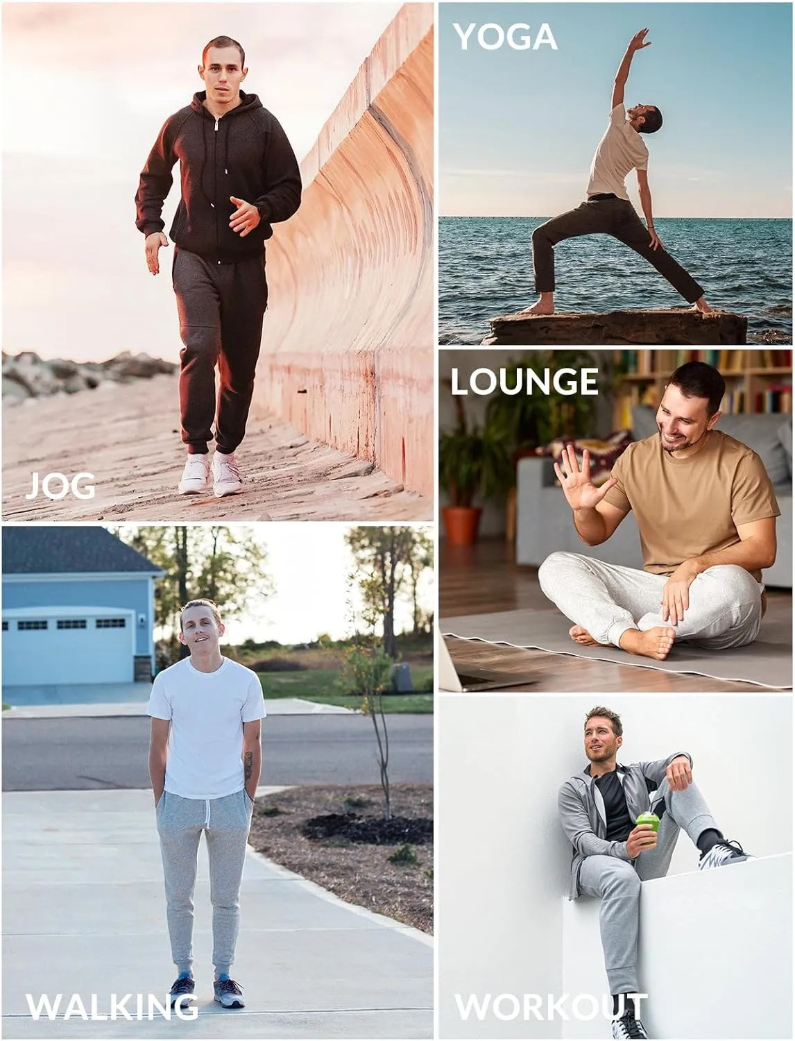 baleaf Men's Sweatpants Casual Lounge Cotton Pajama Yoga Pants Open Bottom Straight Leg Male Sweat Pants with Pockets