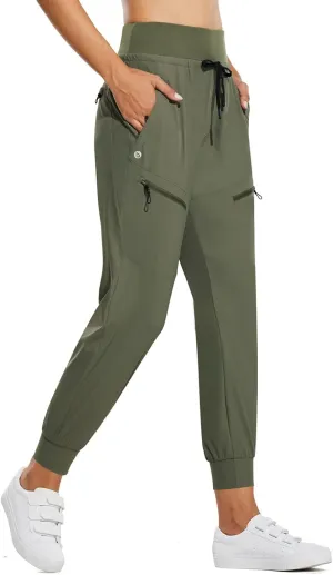 baleaf Women's Joggers Lightweight Hiking Pants High Waist 5 Zipper Pockets Quick Dry Travel Athletic UPF50 