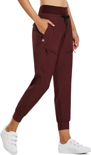 baleaf Women's Joggers Lightweight Hiking Pants High Waist 5 Zipper Pockets Quick Dry Travel Athletic UPF50 