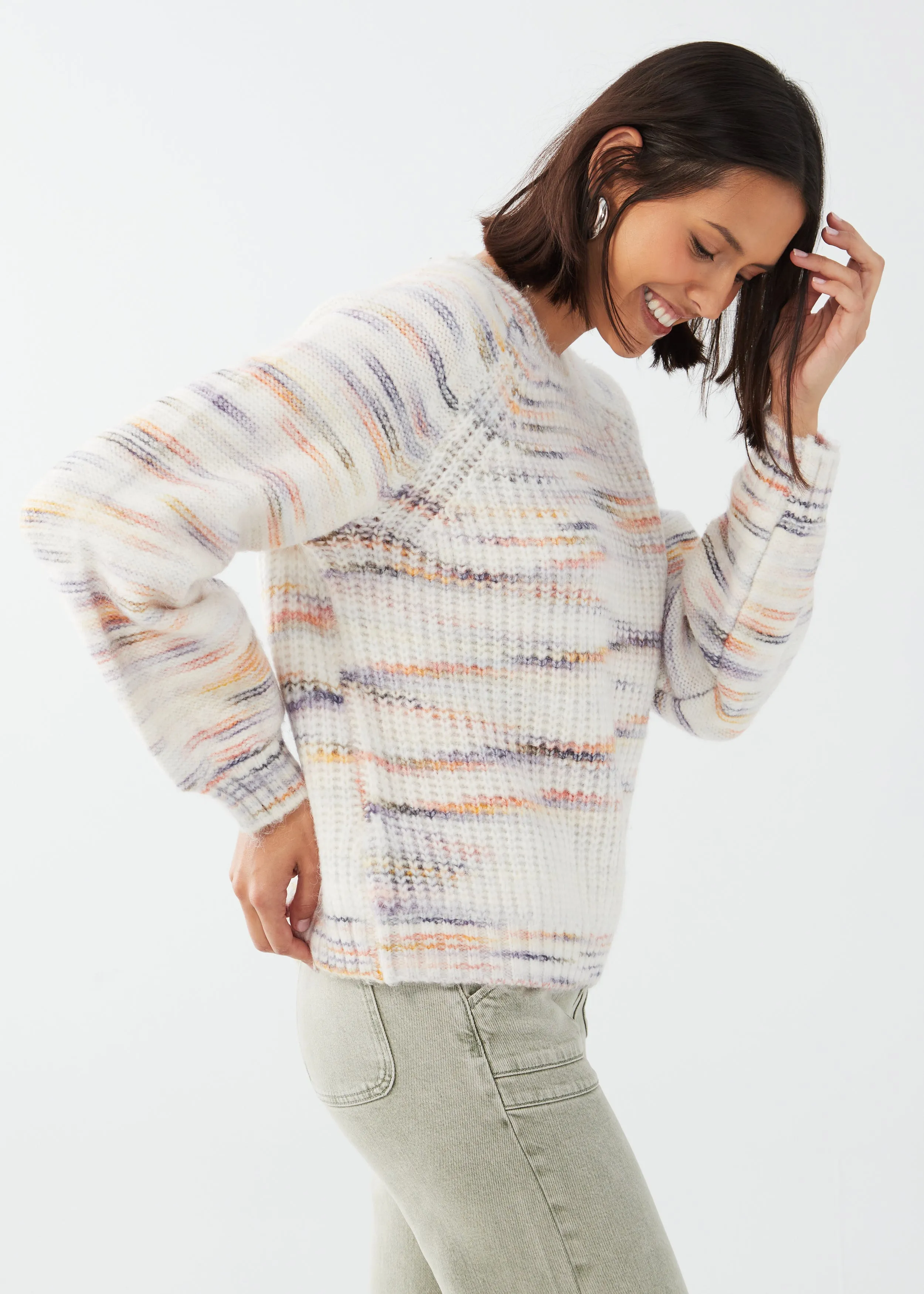 Balloon Sleeve Space Dye Sweater