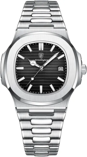BESTKANG Men Quartz Movement WatchWaterproof Luminous Men's Watch, Stainless Steel Strap Business Watches