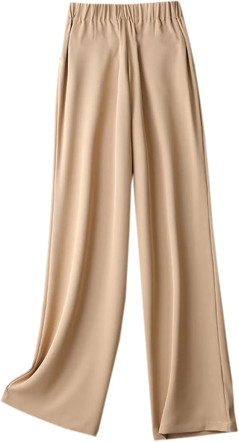Betusline Women's Vintage Slight Pleats Wide Dress Pants