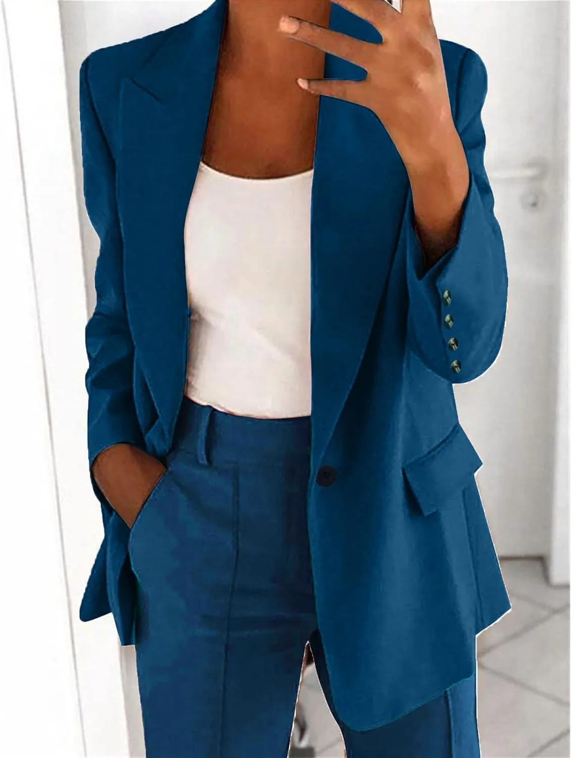 Blazer Sets Women 2 Piece Outfits Dressy Pant/Blazer Casual Wide Leg Pants Fashion Blazer Jacket Plus Size Pant Suits