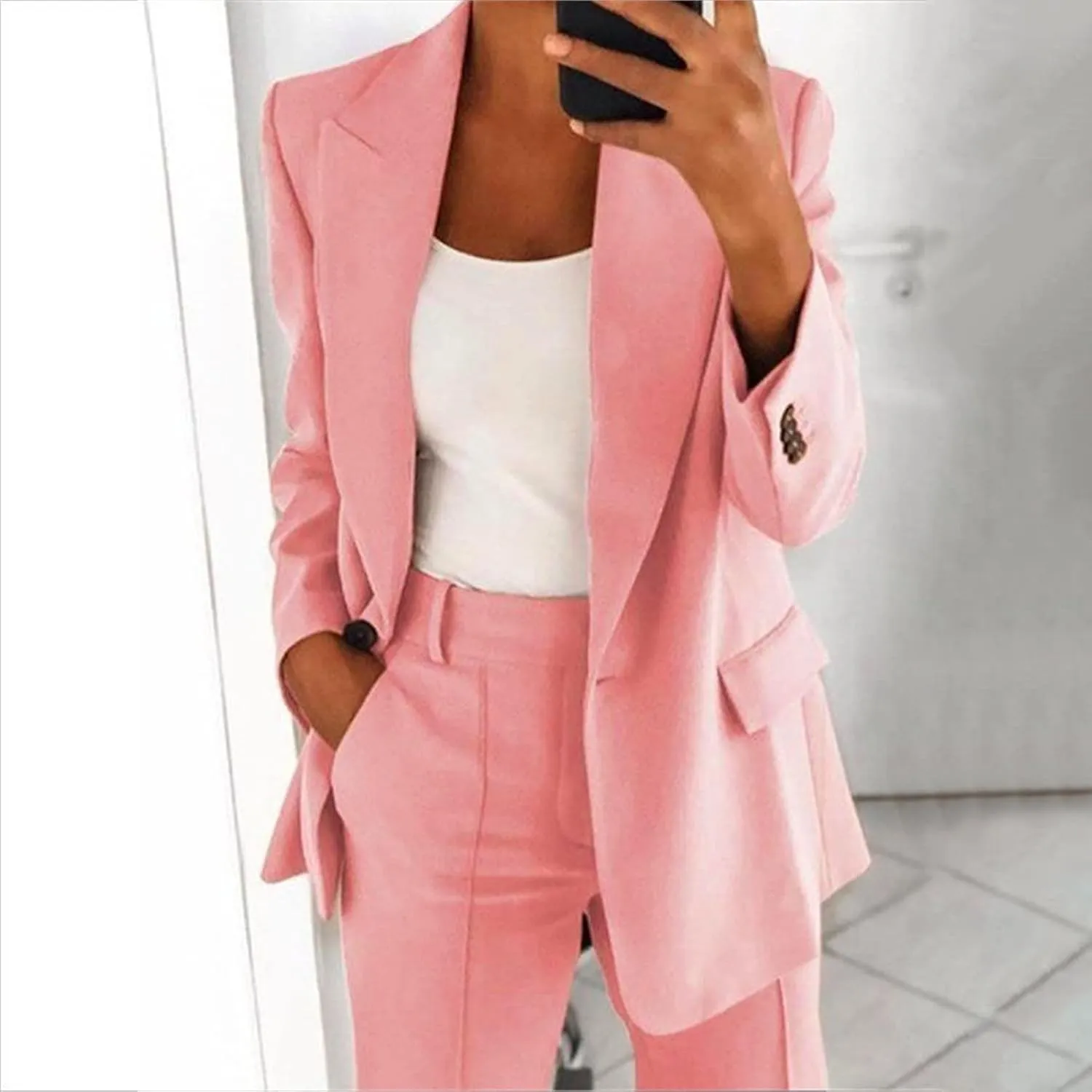 Blazer Sets Women 2 Piece Outfits Dressy Pant/Blazer Casual Wide Leg Pants Fashion Blazer Jacket Plus Size Pant Suits