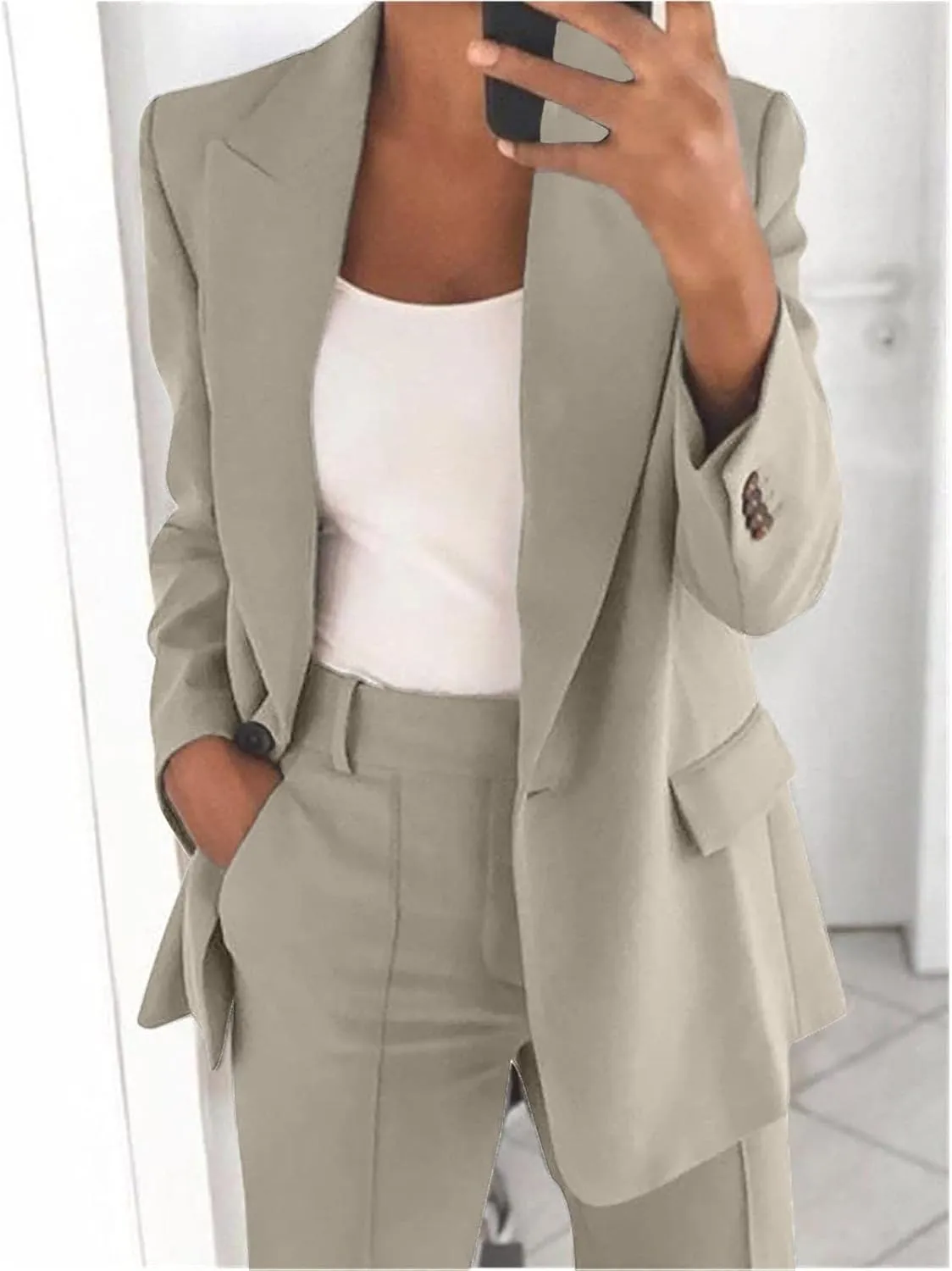 Blazer Sets Women 2 Piece Outfits Dressy Pant/Blazer Casual Wide Leg Pants Fashion Blazer Jacket Plus Size Pant Suits