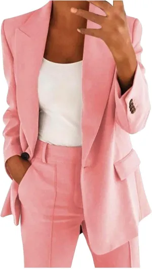 Blazer Sets Women 2 Piece Outfits Dressy Pant/Blazer Casual Wide Leg Pants Fashion Blazer Jacket Plus Size Pant Suits