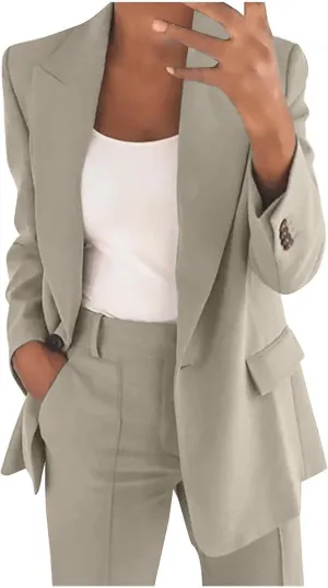 Blazer Sets Women 2 Piece Outfits Dressy Pant/Blazer Casual Wide Leg Pants Fashion Blazer Jacket Plus Size Pant Suits