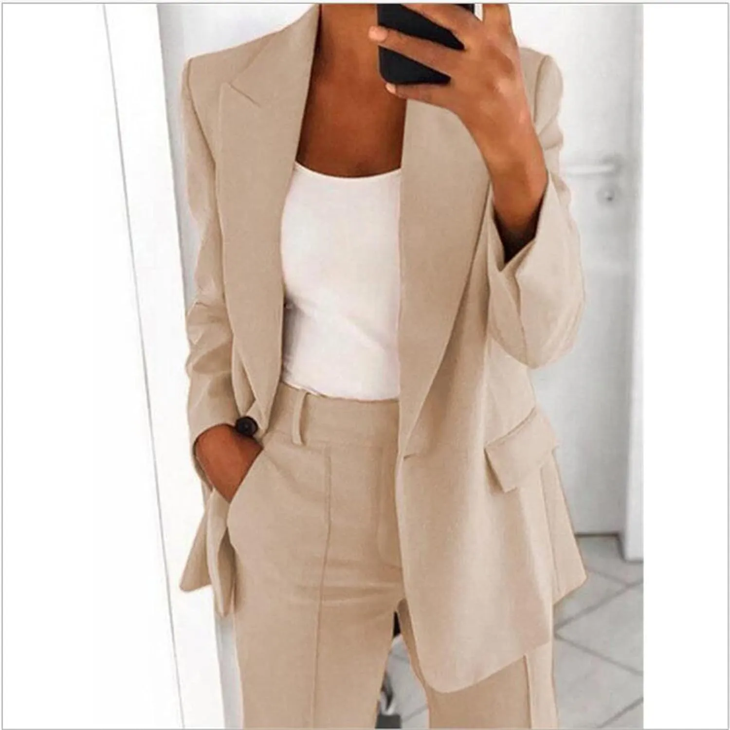 Blazer Sets Women 2 Piece Outfits Dressy Pant/Blazer Casual Wide Leg Pants Fashion Blazer Jacket Plus Size Pant Suits