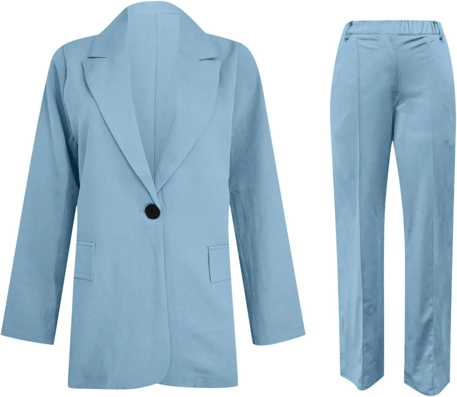 Blazer Sets Women 2 Piece Outfits Pants Suits Business Slim Fit Dressy Pantsuit Long Sleeve Wide Leg Work Office Style Jacket