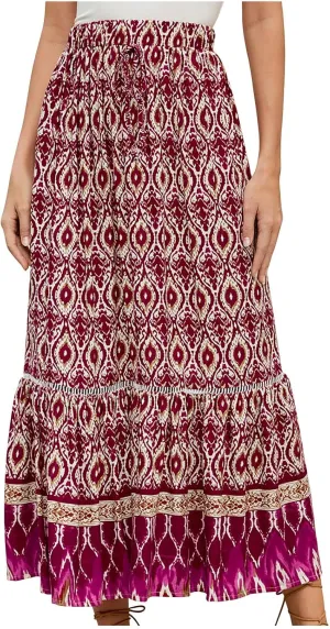 Bohemian Maxi Skirt Women Floral Boho Chic Summer Vacation Beach