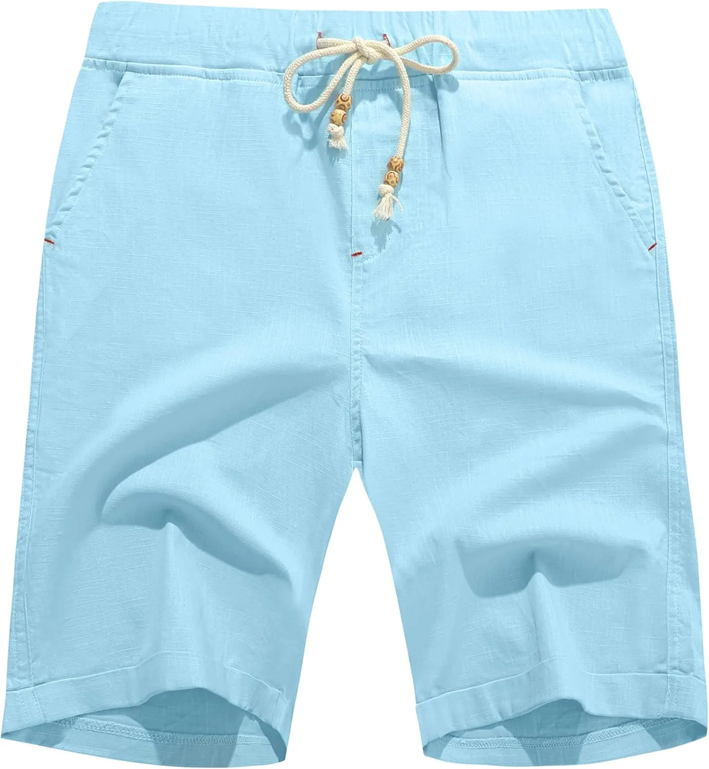 Boisouey Men's Linen Casual Classic Fit Short Summer Beach Shorts