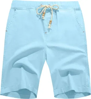 Boisouey Men's Linen Casual Classic Fit Short Summer Beach Shorts
