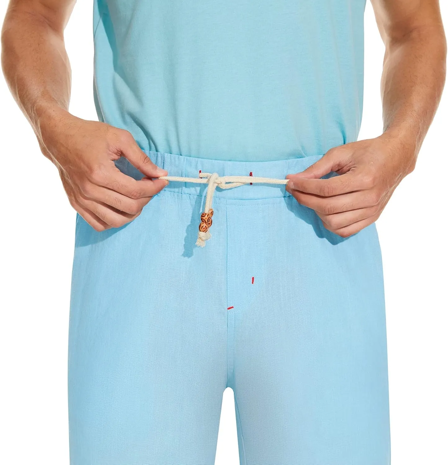 Boisouey Men's Linen Casual Classic Fit Short Summer Beach Shorts