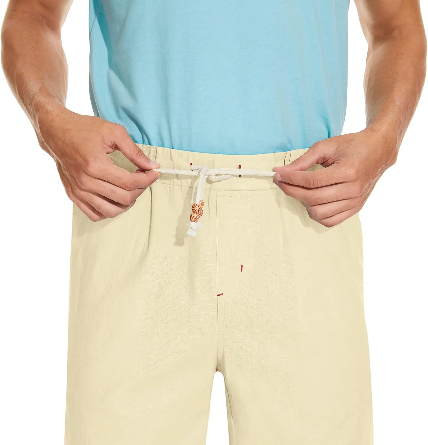Boisouey Men's Linen Casual Classic Fit Short Summer Beach Shorts