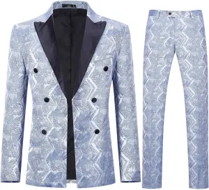 Boyland Men's 2 Pieces Suit Set Golden Peak Lapel Double Breasted Elegant Tux Suit Jacket Pants Party Dinner