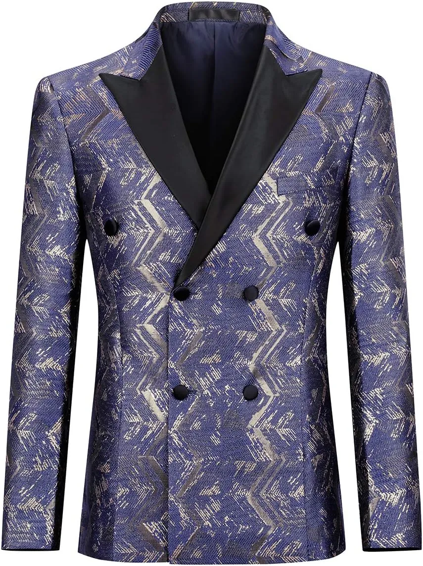 Boyland Men's 2 Pieces Suit Set Golden Peak Lapel Double Breasted Elegant Tux Suit Jacket Pants Party Dinner