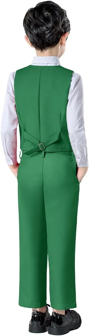 Boys Suit for Kids Toddler Boy 4-Piece Wedding Tuxedo Suits Vest and Pants Set