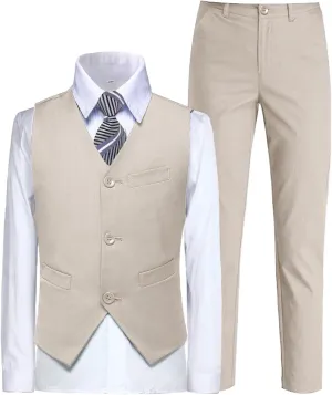 Boys Suit for Kids Toddler Boy 4-Piece Wedding Tuxedo Suits Vest and Pants Set