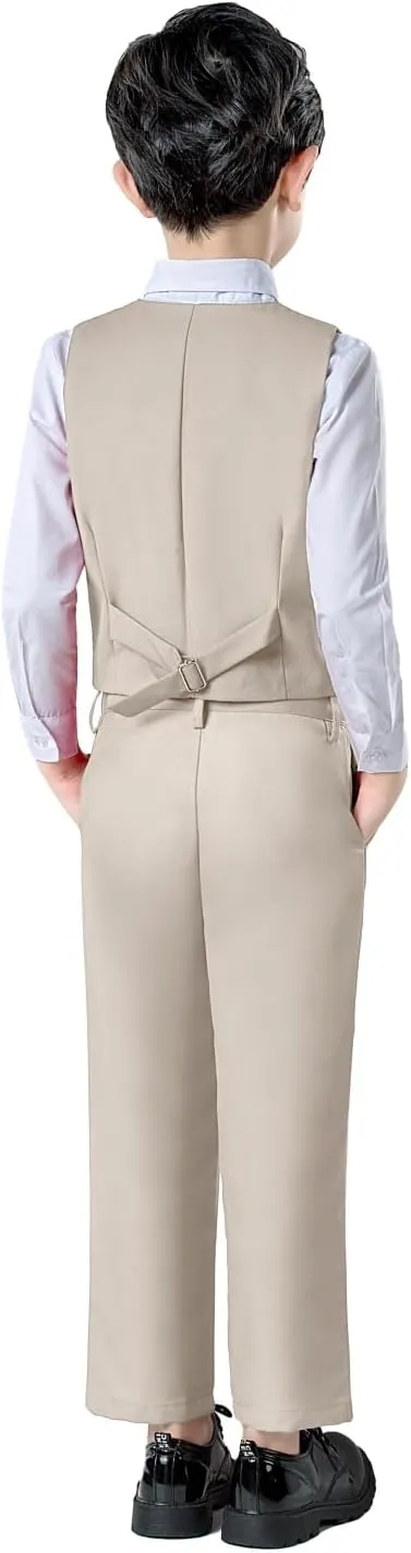 Boys Suit for Kids Toddler Boy 4-Piece Wedding Tuxedo Suits Vest and Pants Set