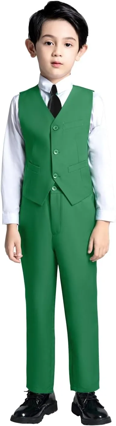 Boys Suit for Kids Toddler Boy 4-Piece Wedding Tuxedo Suits Vest and Pants Set