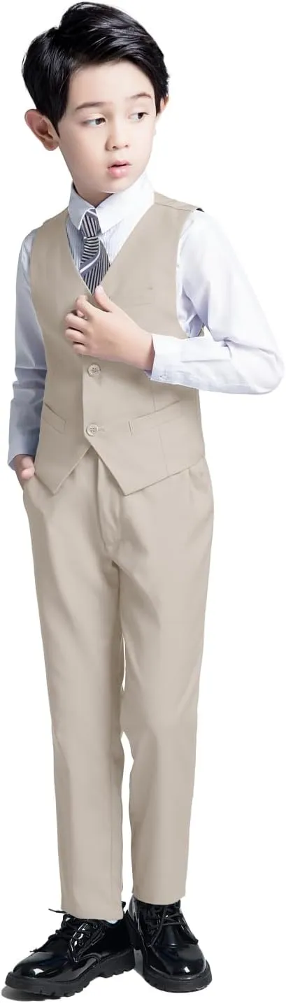 Boys Suit for Kids Toddler Boy 4-Piece Wedding Tuxedo Suits Vest and Pants Set