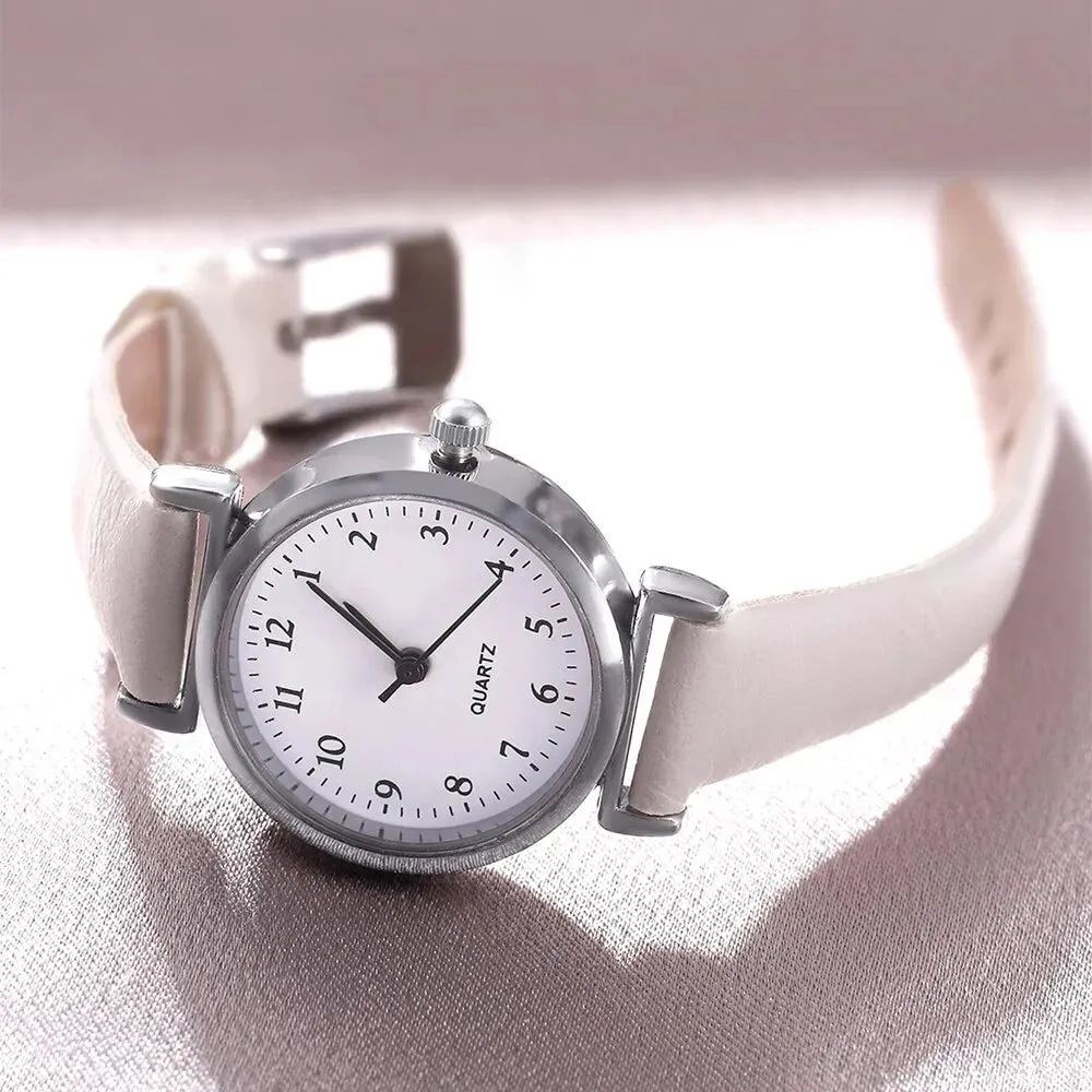 Bracelet Quartz Watch Women Watch Bracelet Set White Dial Simple Leather Luxury Ladies Watch
