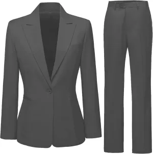 Business Women Suit Set One Button Womens Suits 2 Piece Set Professional Pant Suits for Women